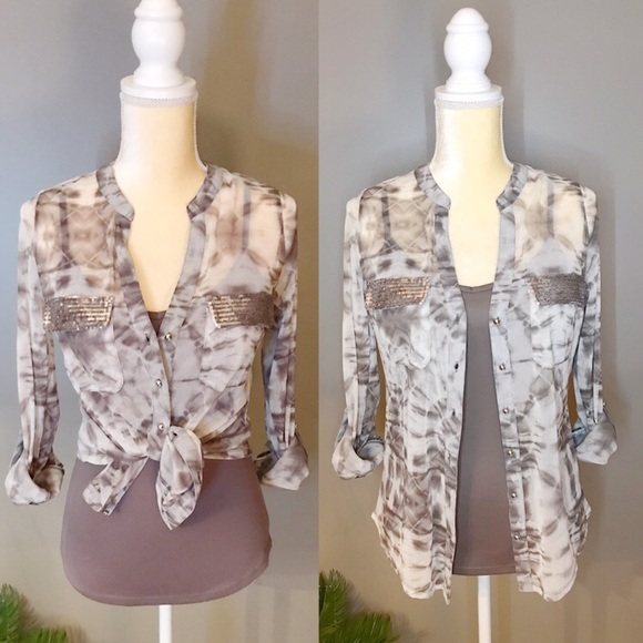 EUC Tie Dyed Button Up Top & Tank Size Small - Picture 3 of 6